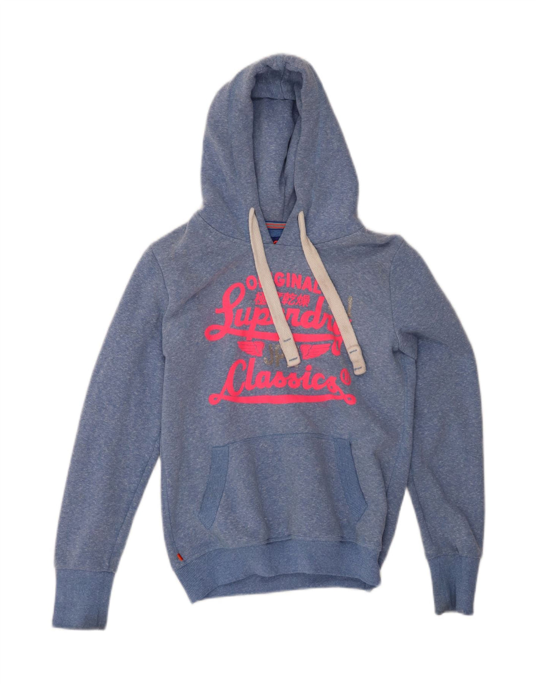 Superdry grafisk hættetrøje til kvinder UK 12 Medium Blue Polyester