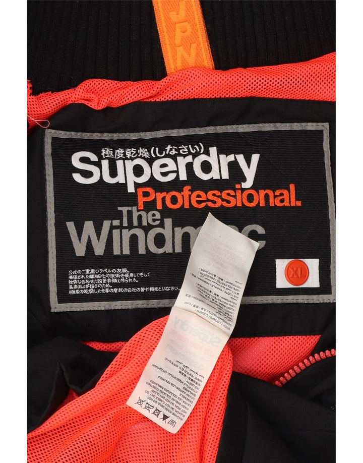 Superdry Womens The Windmac Regnjakke med hætte UK 18 XL Sort Polyester