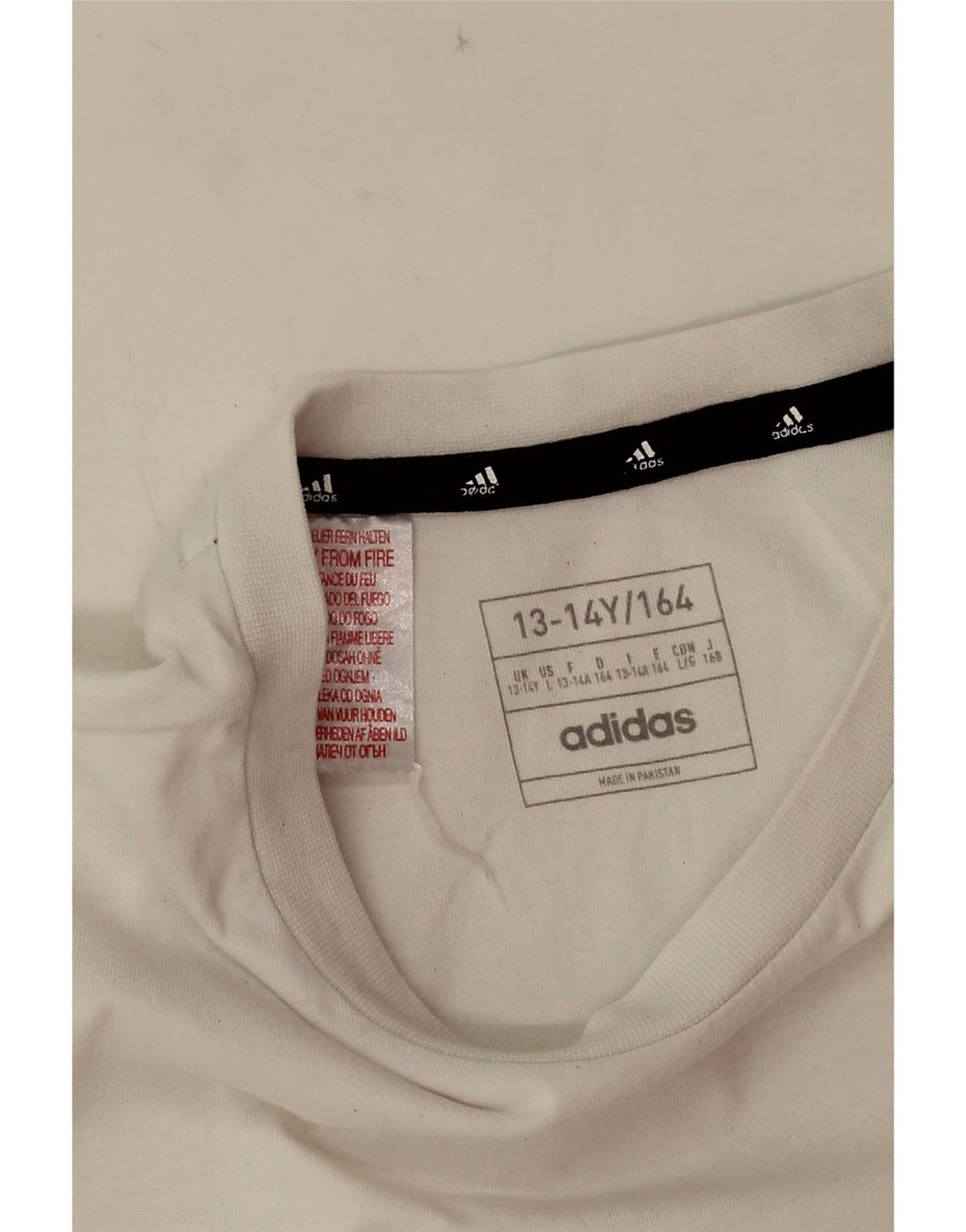 Adidas Boys T-Shirt Top 13-14 år Hvid