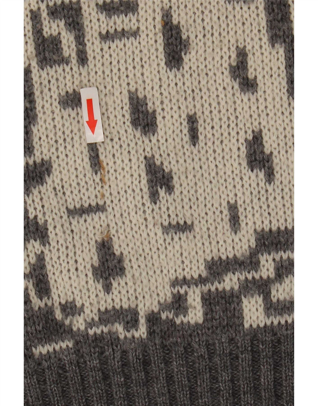 Vintage herre abstrakt mønster rund hals sweater lille grå