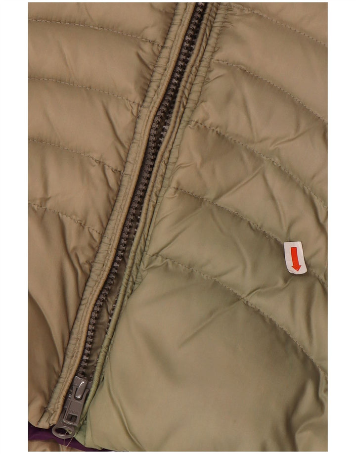 Blauer polstret jakke til kvinder UK 10 Small Beige Nylon