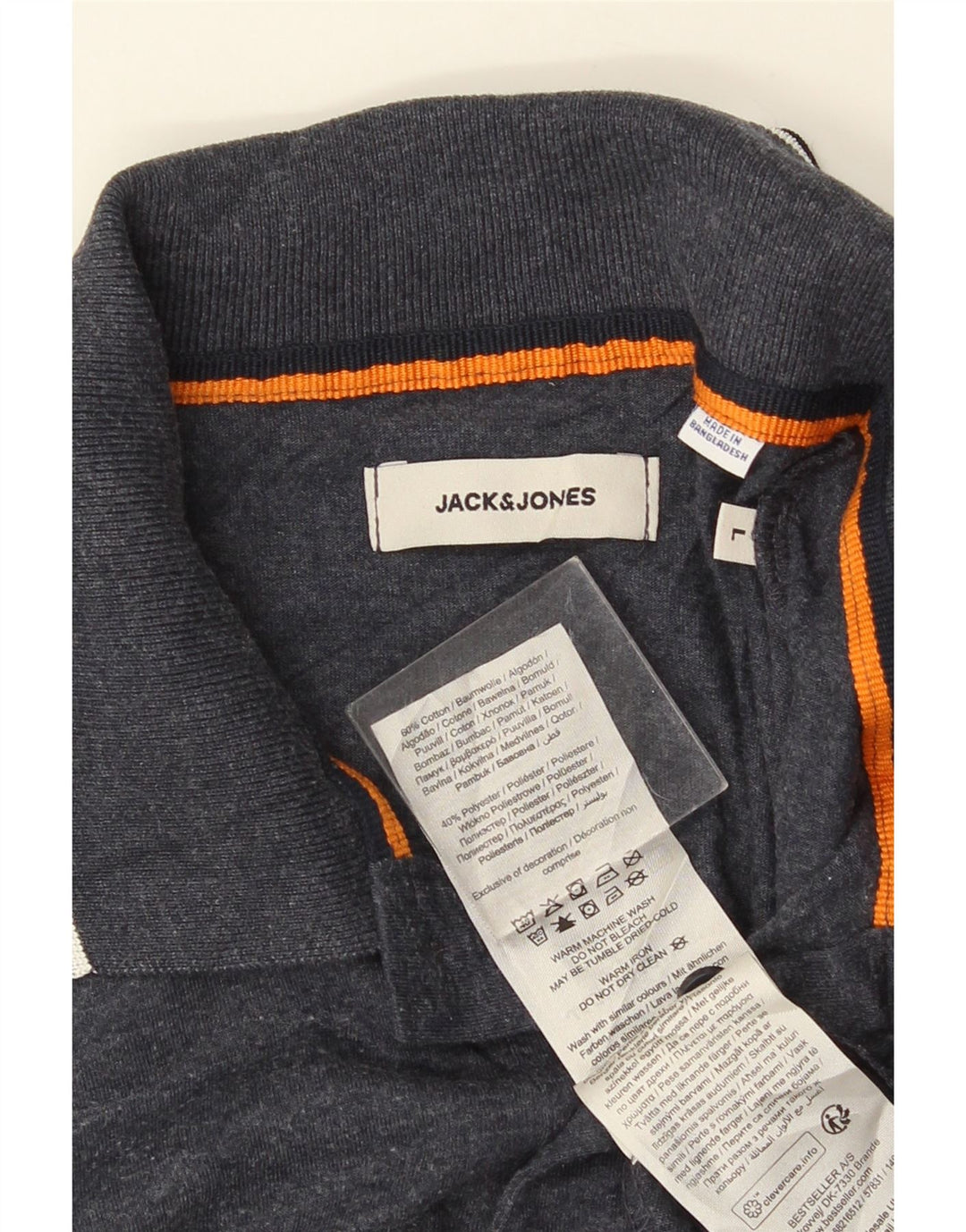 JACK & JONES Poloskjorte til mænd, stor gråstribet bomuld