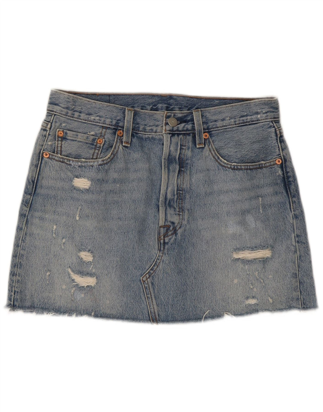 Levi's Dame nødlidende denimnederdel W28 Medium Blue Bomuld
