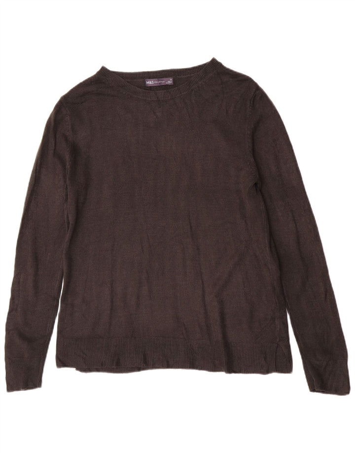 Marks & Spencer Dame Boat Neck Jumper Sweater UK 12 Medium Sort Akryl
