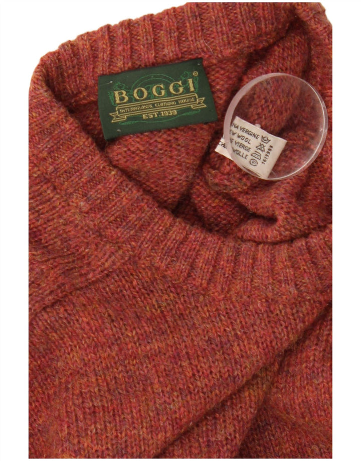 Boggi herre rund hals sweater medium rødbrun uld