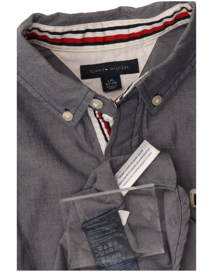 TOMMY HILFIGER Grafisk drengeskjorte 12-13 år, stor grå farveblok