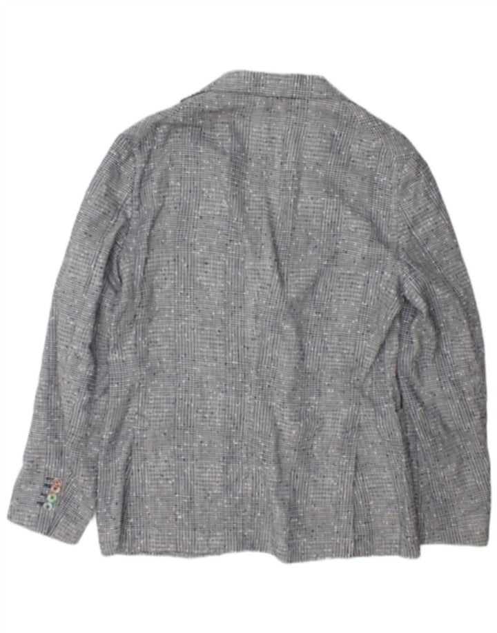 Tellini Herre 2 Button Blazer Jacket IT 50 Large Grey Check Linen