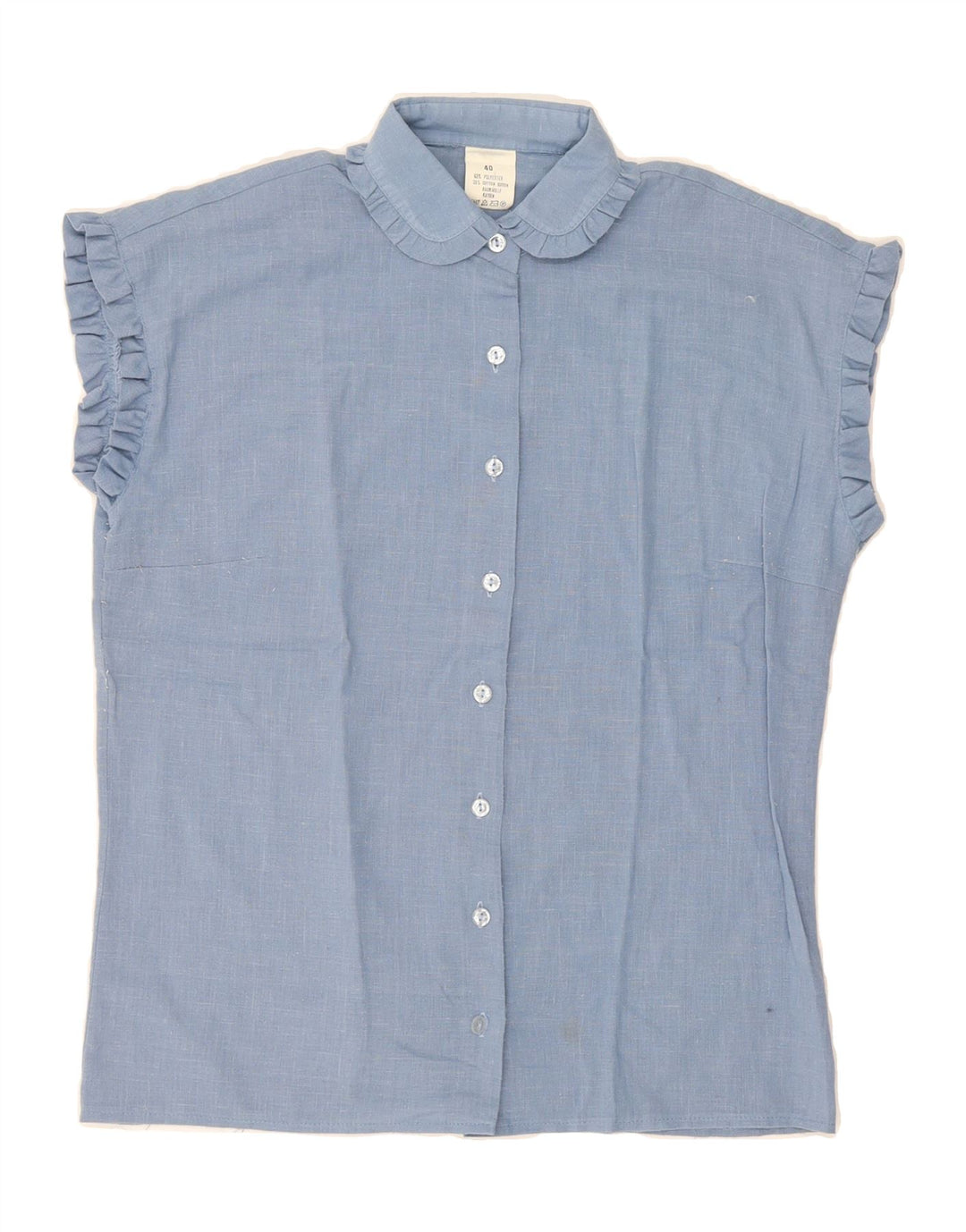 VINTAGE Womens Sleeveless Shirt Blouse IT 40 Small Blue Polyester Vintage Vintage and Second-Hand Vintage from Messina Hembry 