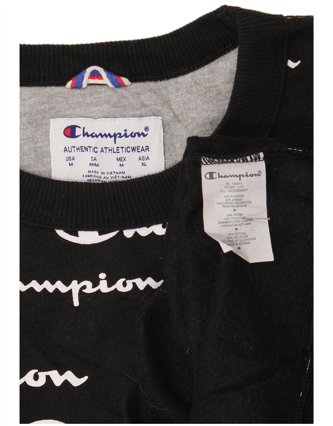 Champion Herre Grafisk Sweatshirt Jumper Medium Sort Bomuld