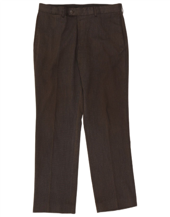 Zara Straight Suit Bukser til mænd EU 44 Large W34 L33 Brun Polyester