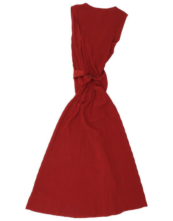 Massimo Dutti Dame ærmeløs Maxikjole UK 12 Medium Rød Viscose
