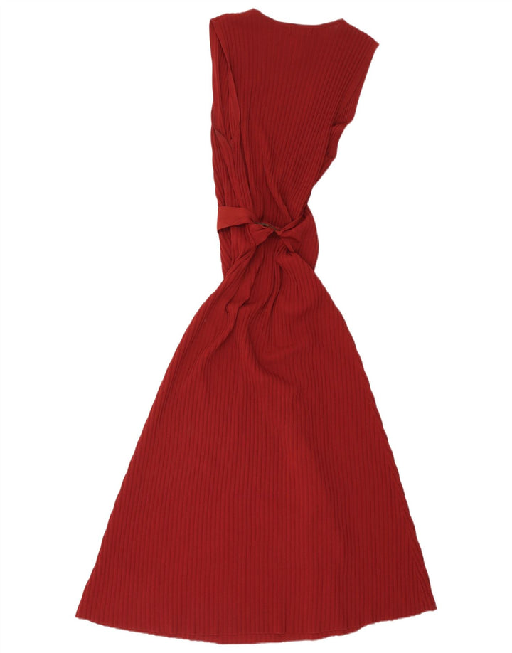 Massimo Dutti Dame ærmeløs Maxikjole UK 12 Medium Rød Viscose