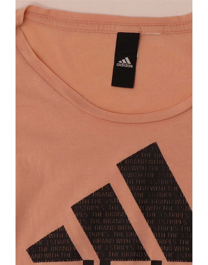 Adidas Dame Grafisk T-Shirt Top UK 10 Small Pink