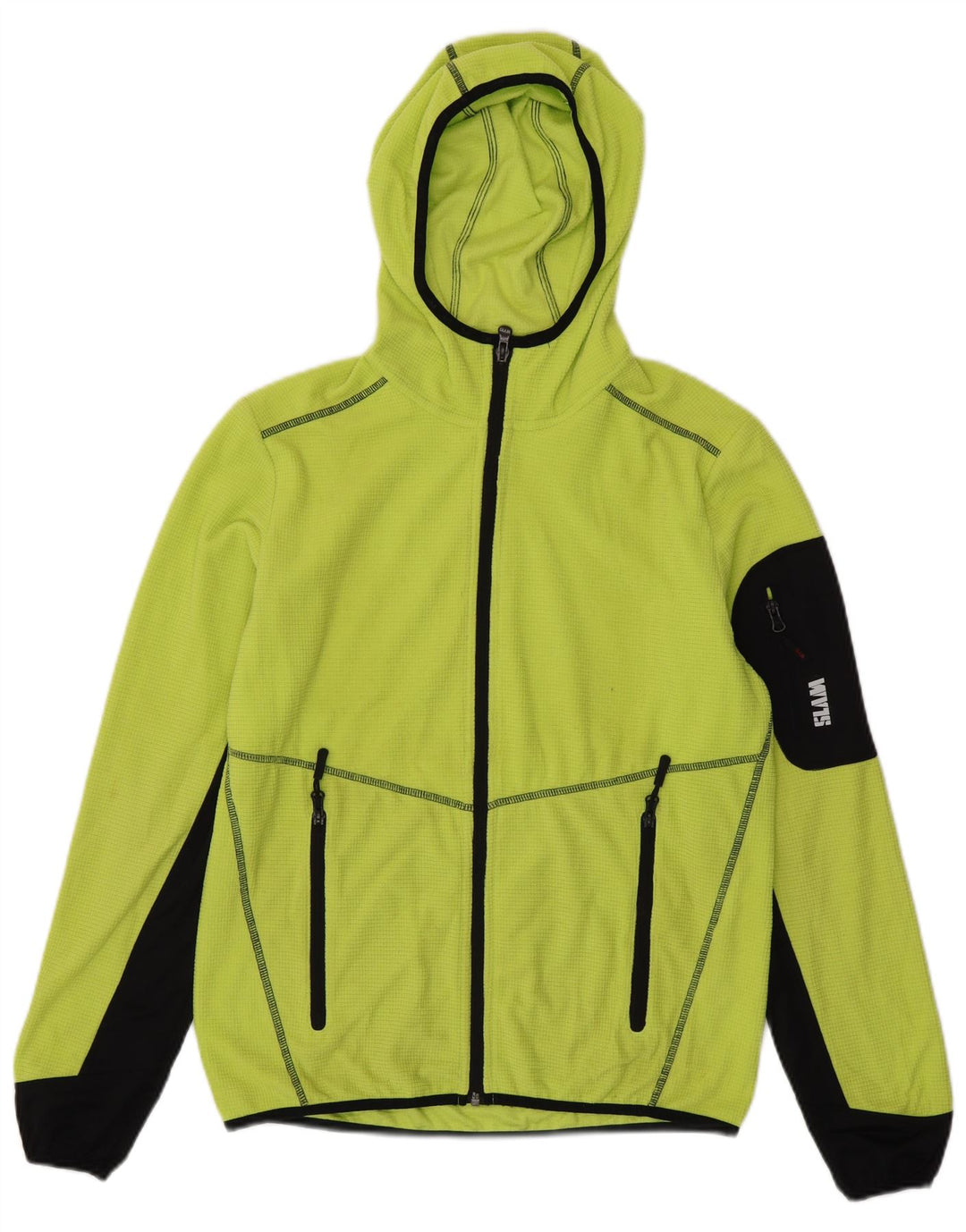 SLAM Hættetrøje med lynlås til mænd Small Green Colourblock Polyester