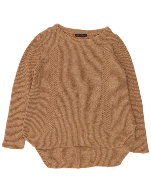 Marks & Spencer Dame Longline Boat Neck Jumper Sweater UK 20 2XL Beige