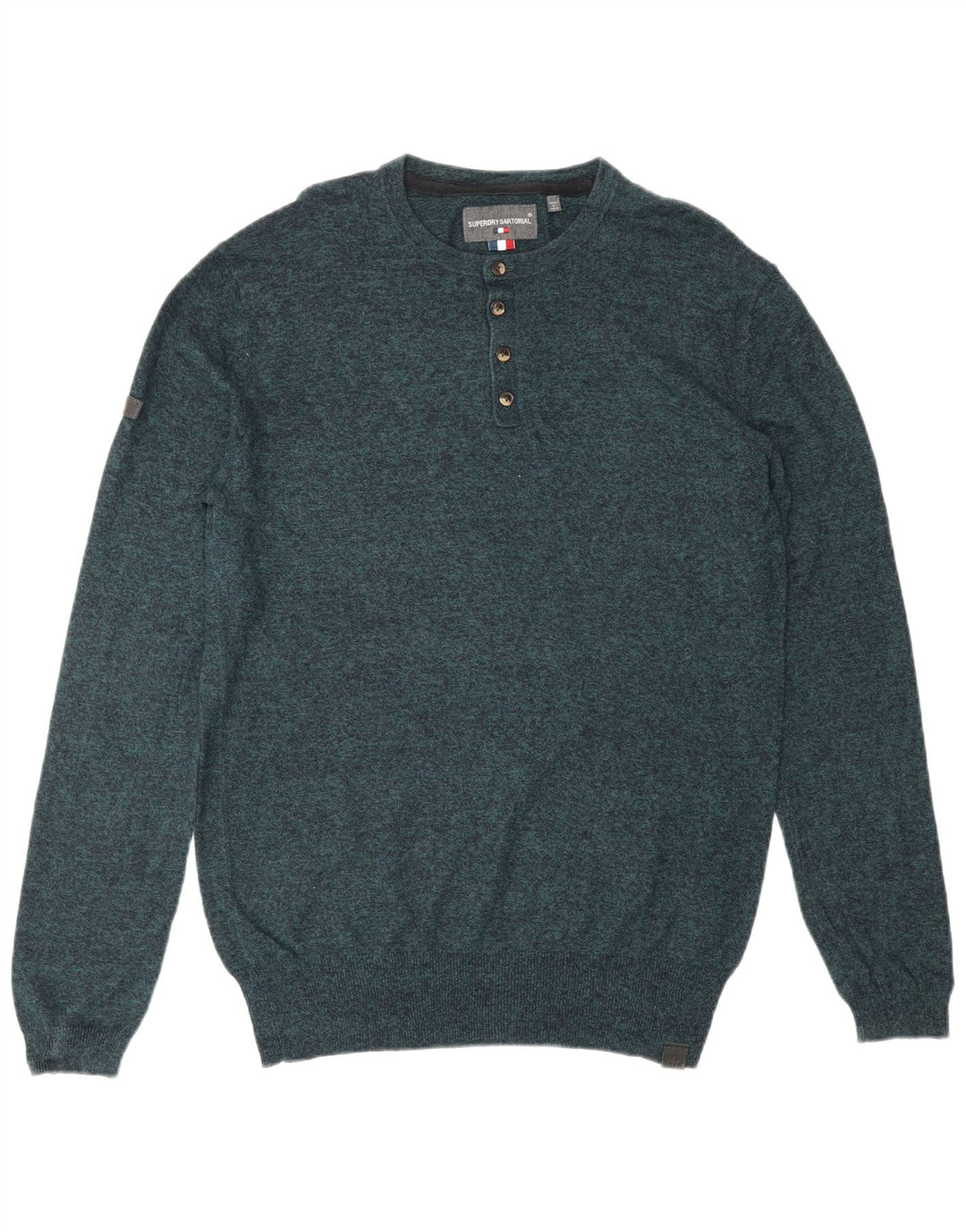 SUPERDRY Herre sweater med rund hals, lille blå flækket bomuld