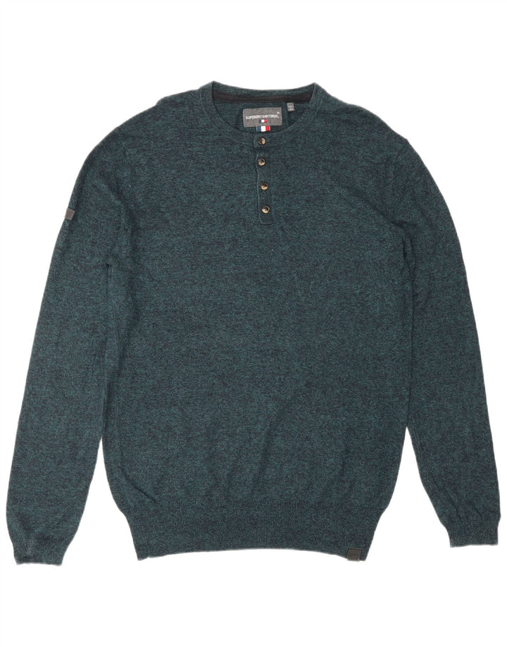 SUPERDRY Herre sweater med rund hals, lille blå flækket bomuld