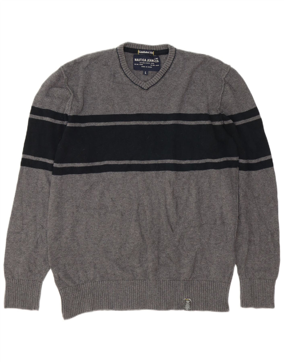 Nautica Herre V-hals sweater Stor Grå Bomuld