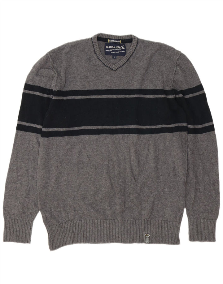 Nautica Herre V-hals sweater Stor Grå Bomuld