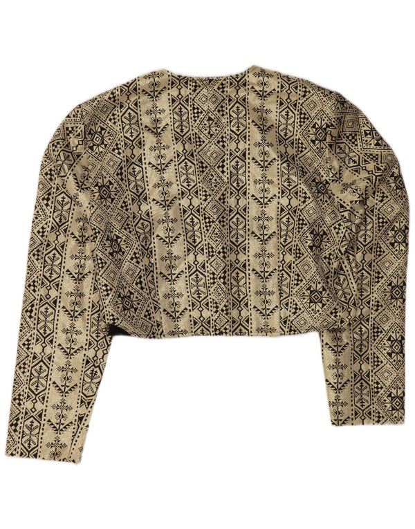 Vintage Womens Crop Bolero Jacket IT 40 Small Gold Geometric Viscose