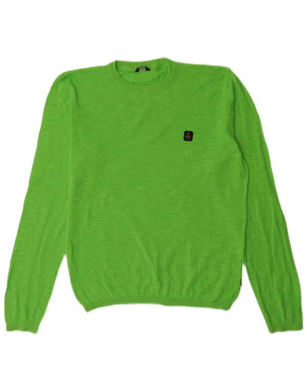 Refrigiwear Herre sweater med rund hals, stor grøn flækket bomuld