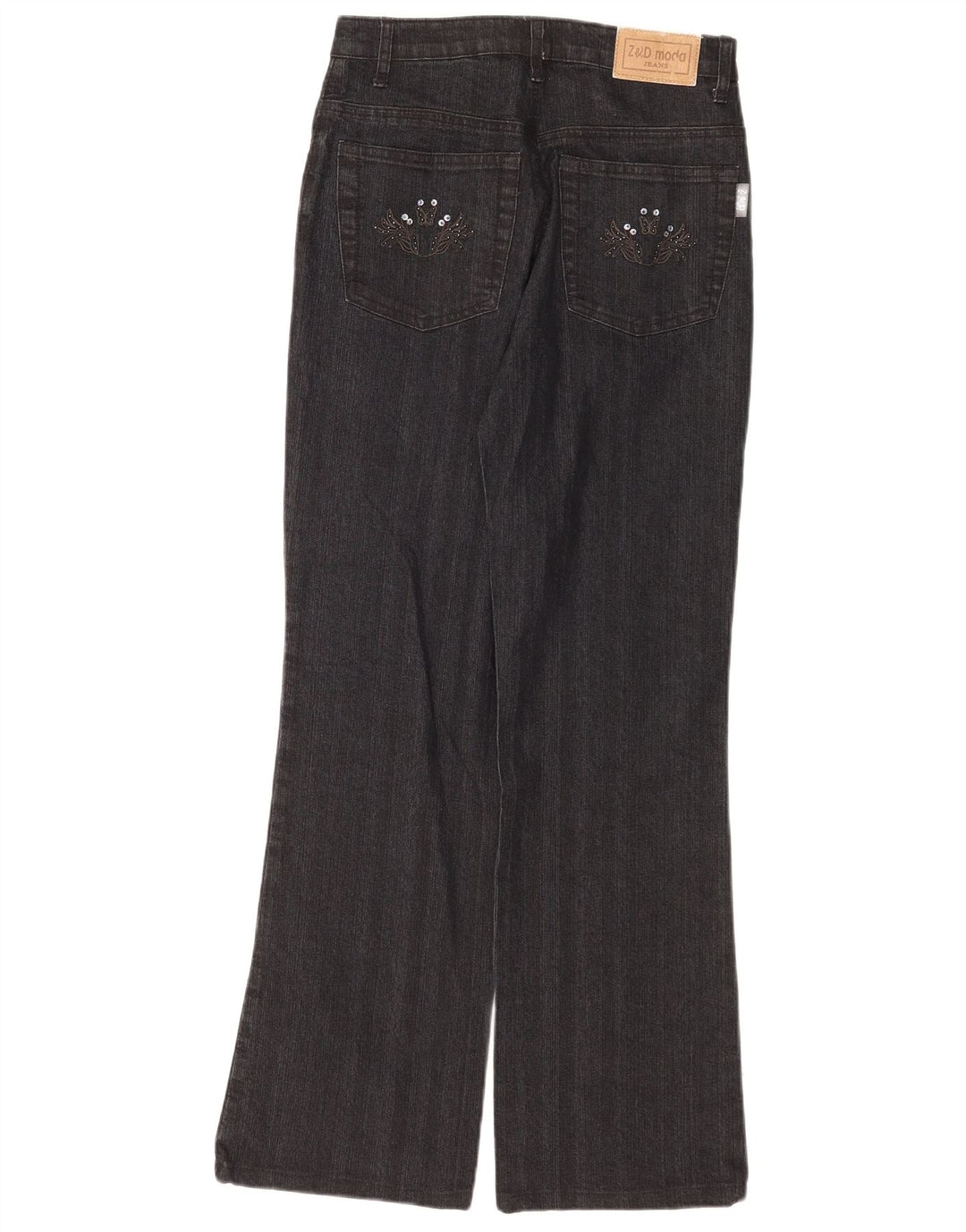 Vintage Dame Bootcut Jeans IT 42 Medium W28 L30 Grå Blomsterbomuld