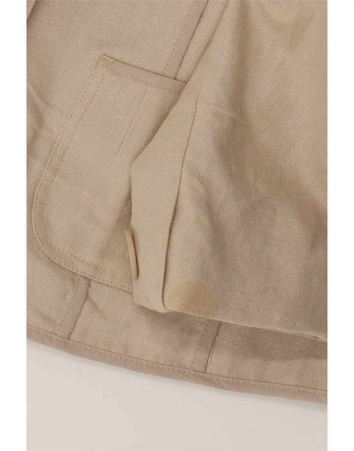 Marks & Spencer Dame 2 Button Blazer Jacket UK 12 Medium Beige Linen