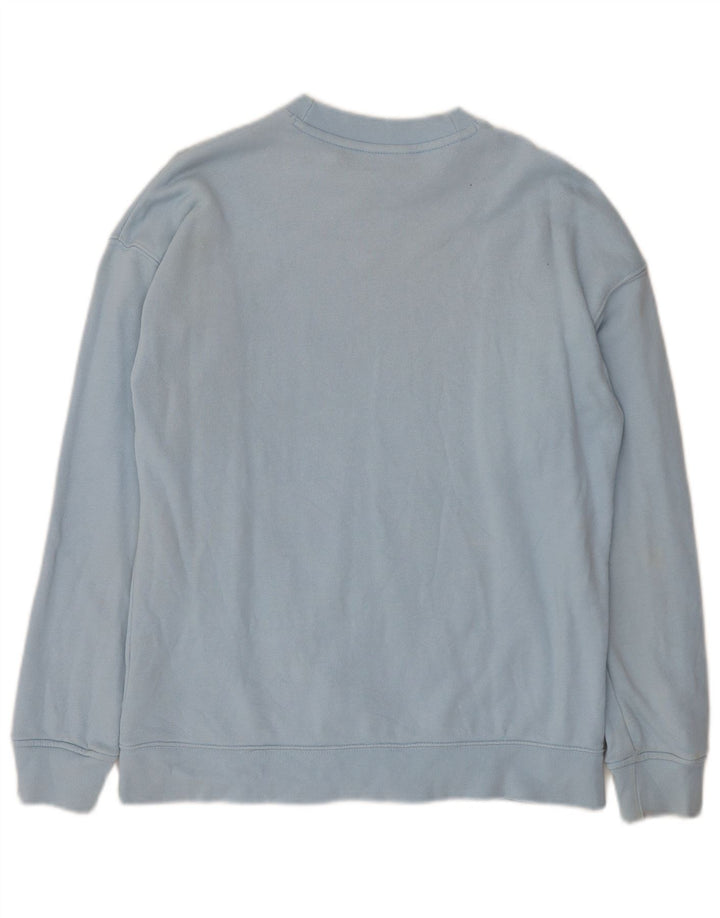 Adidas Dame Grafisk Oversized Sweatshirt Jumper UK 8 Lille Blå Bomuld