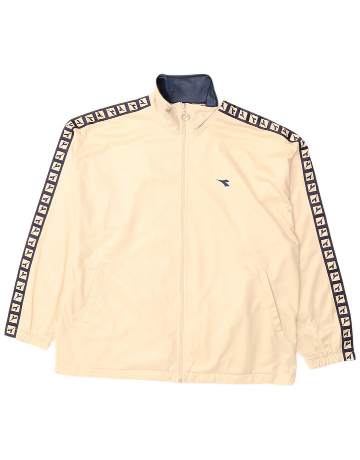 Diadora Dame Oversized grafisk træningsdragt Topjakke UK 14 Stor Beige