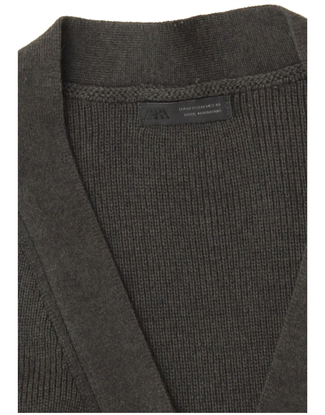 Zara Herre cardigan sweater med fuld lynlås mellemgrå bomuld