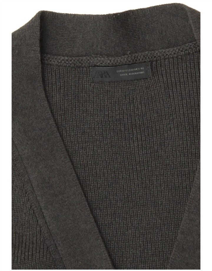 Zara Herre cardigan sweater med fuld lynlås mellemgrå bomuld