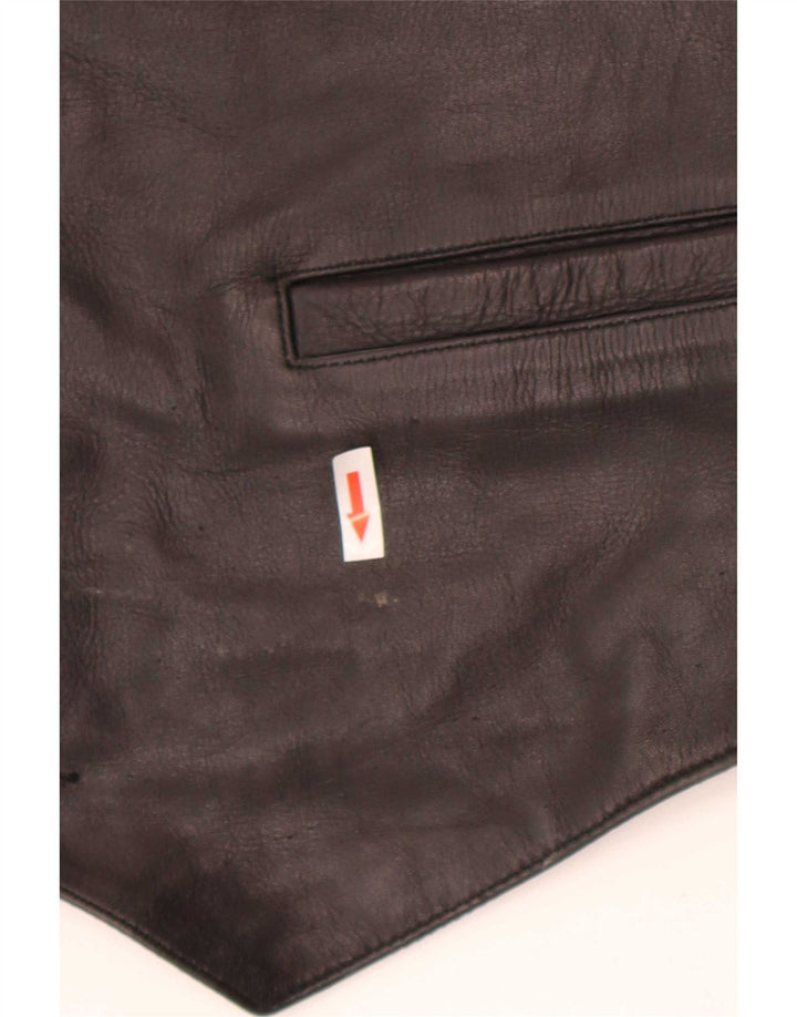 Vintage herre læder vest 2XL sort
