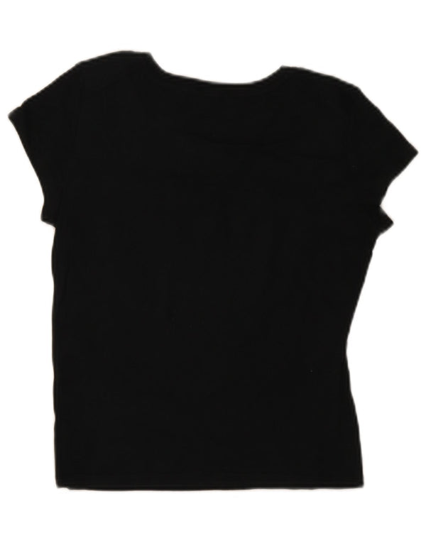 Max & Co. Dame Crop Grafisk T-Shirt Top UK 14 Stor Sort Bomuld