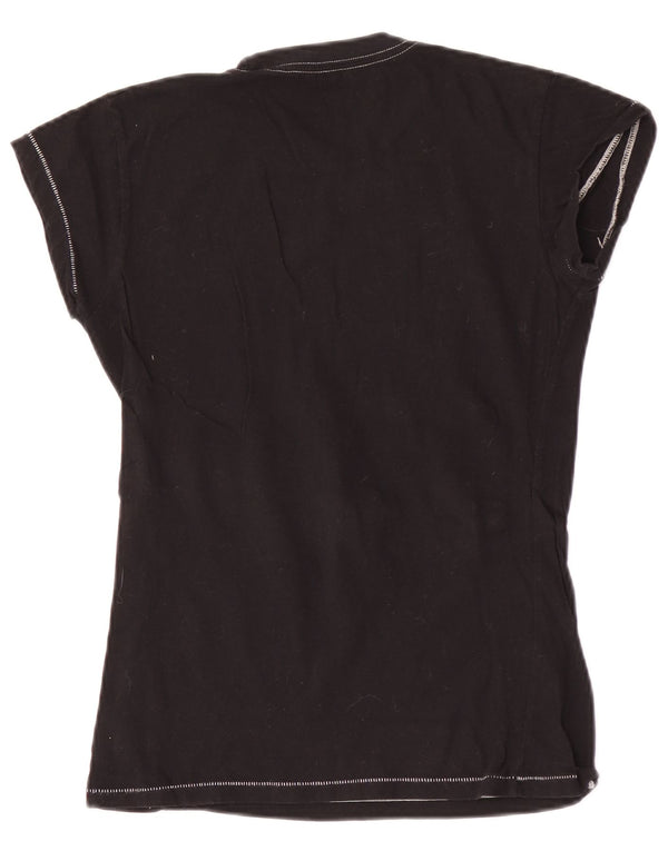 Hard Rock Cafe Dame Chicago Grafisk T-Shirt Top UK 8 Small Black Bomuld