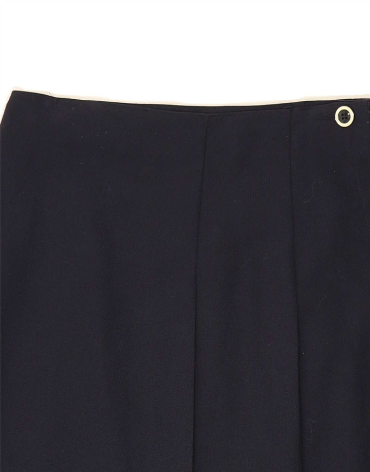 VINTAGE Womens High Waist Wrap Skirt IT 46 Large W30  Navy Blue Polyester Vintage Vintage and Second-Hand Vintage from Messina Hembry 