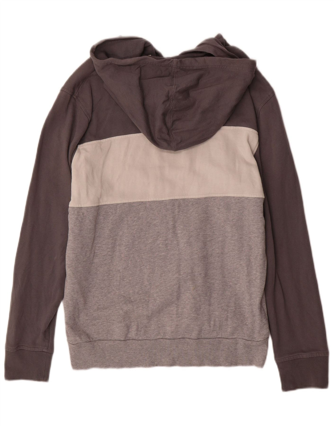 LEVI'S Mens Graphic Hoodie Jumper Large Grey Colourblock Cotton