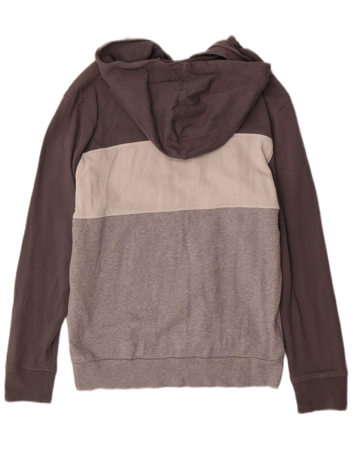 LEVI'S Mens Graphic Hoodie Jumper Large Grey Colourblock Cotton