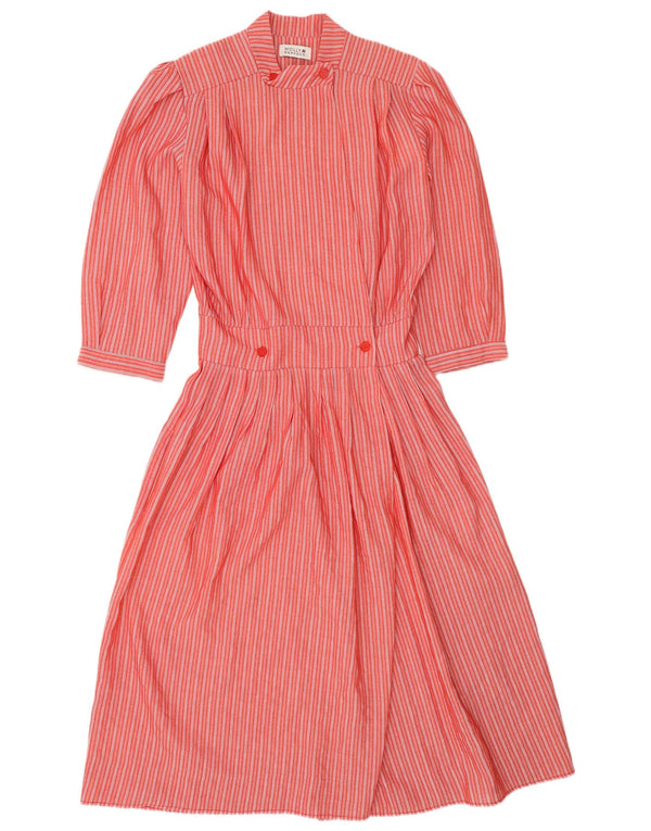 Molly Bracken kvinders 3/4-ærmede tekjole UK 14 Medium rødstribet retro