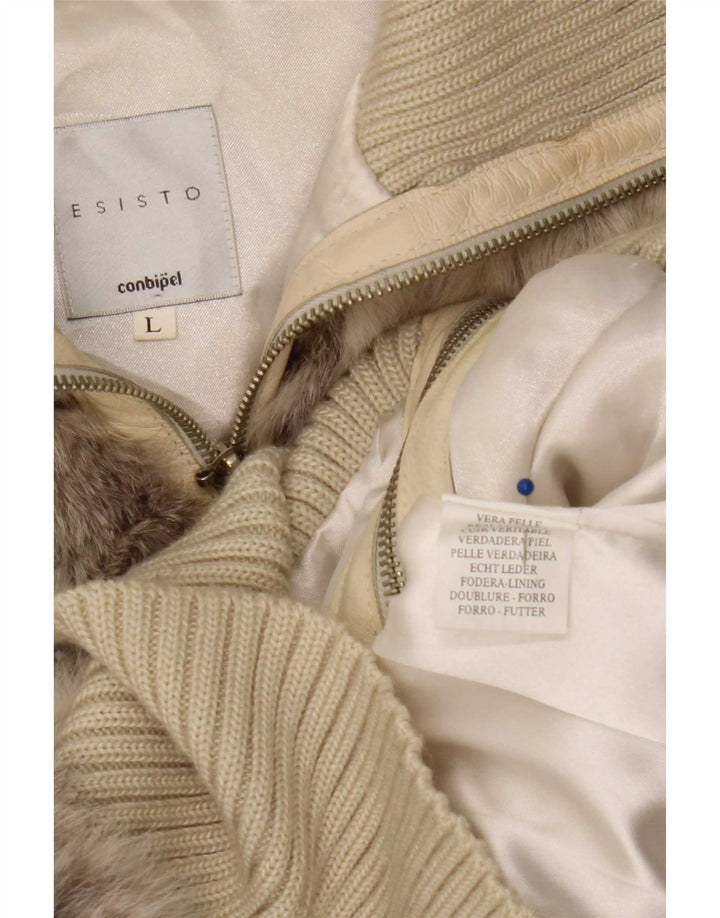 Conbipel Dame Pelsjakke UK 14 Large Beige Læder