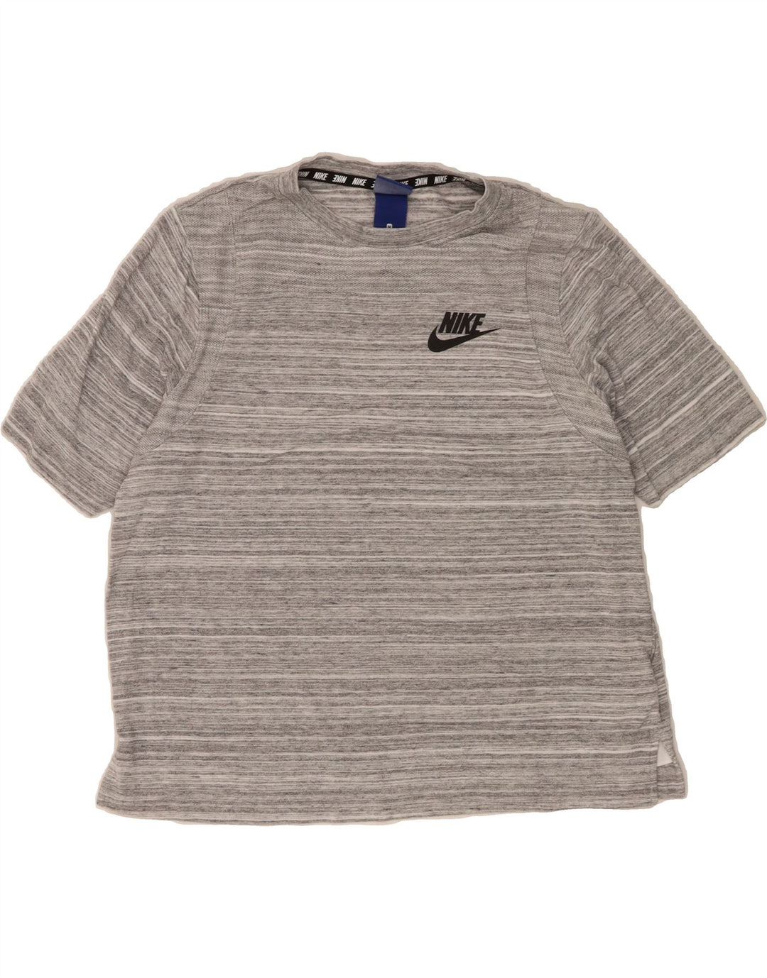 NIKE Womens T-Shirt Top UK 14 Medium Grey Striped Viscose Vintage Nike and Second-Hand Nike from Messina Hembry 