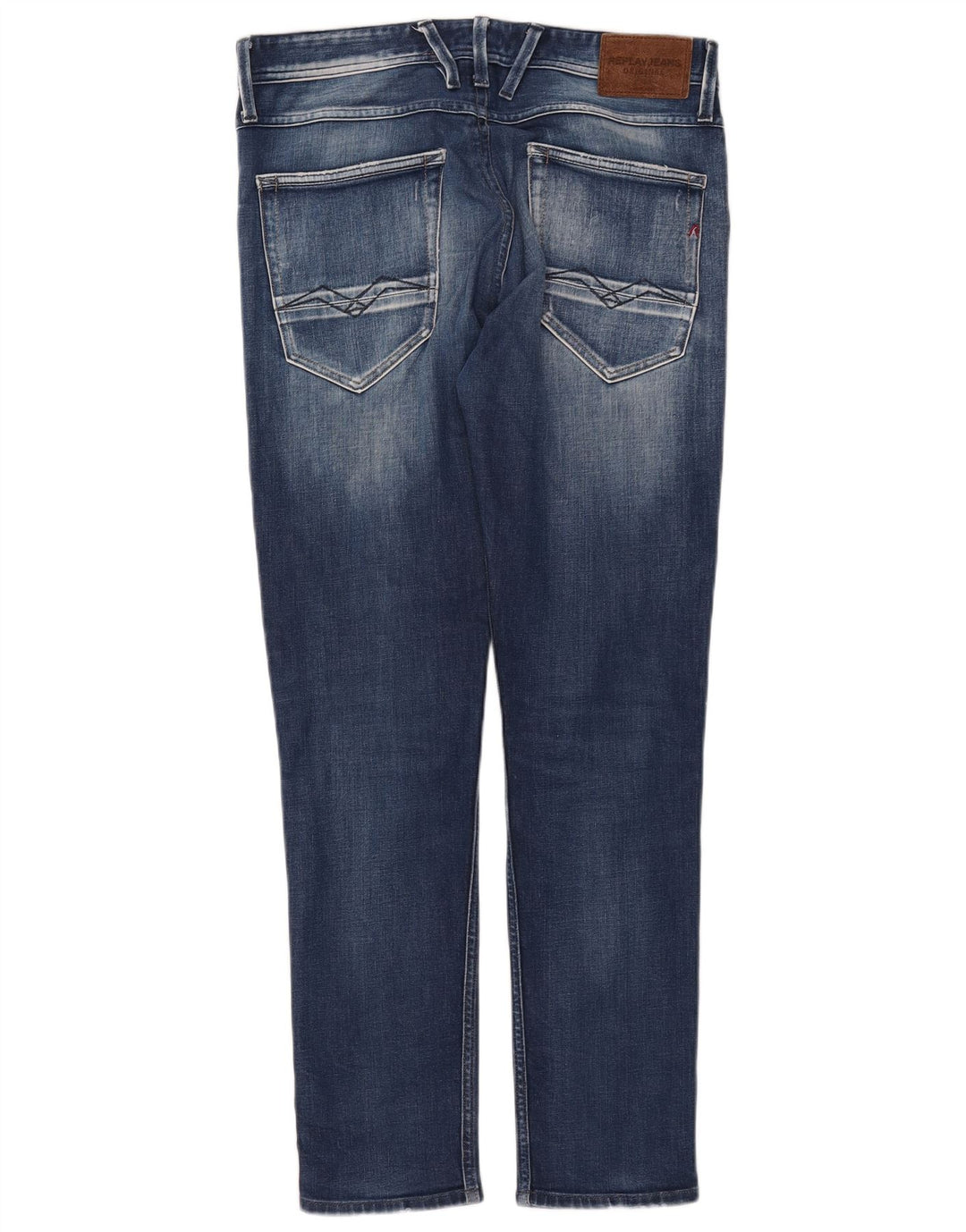 Replay Dame Anbass Distressed Slim Jeans W33 L30 Blå