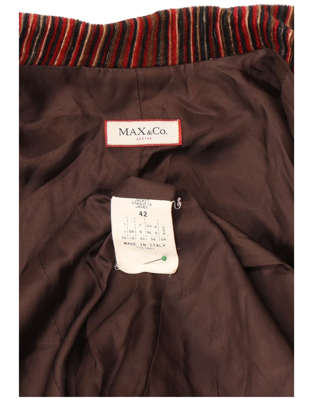 Max & Co. Dame 3-knaps blazerjakke UK 10 Small Bourgogne stribet
