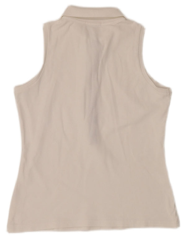 BURBERRY Dame BRIT ærmeløs poloshirt UK 12 Medium White