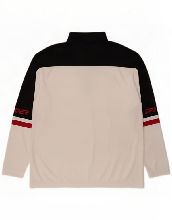Spyder Pullover med lynlås til mænd til mænd, træningsdragt Top UK 46 2XL Hvid Colourblock
