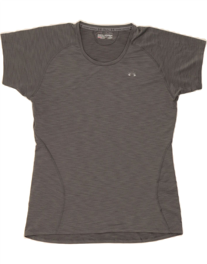 UNDER ARMOUR Mens Heat Gear T-Shirt Top Medium Grey Polyester Vintage Under Armour and Second-Hand Under Armour from Messina Hembry 