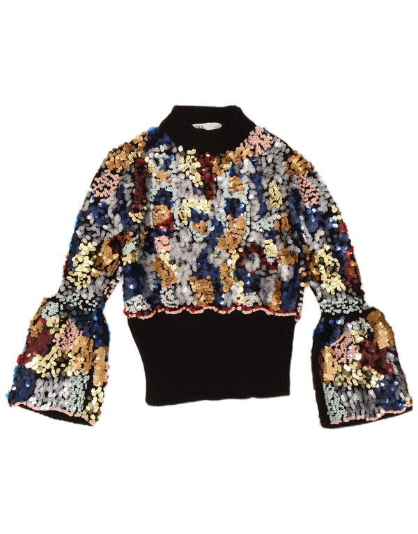 Zara Dame Turtle Neck Jumper Sweater UK 12 Medium Multicolored Flecked