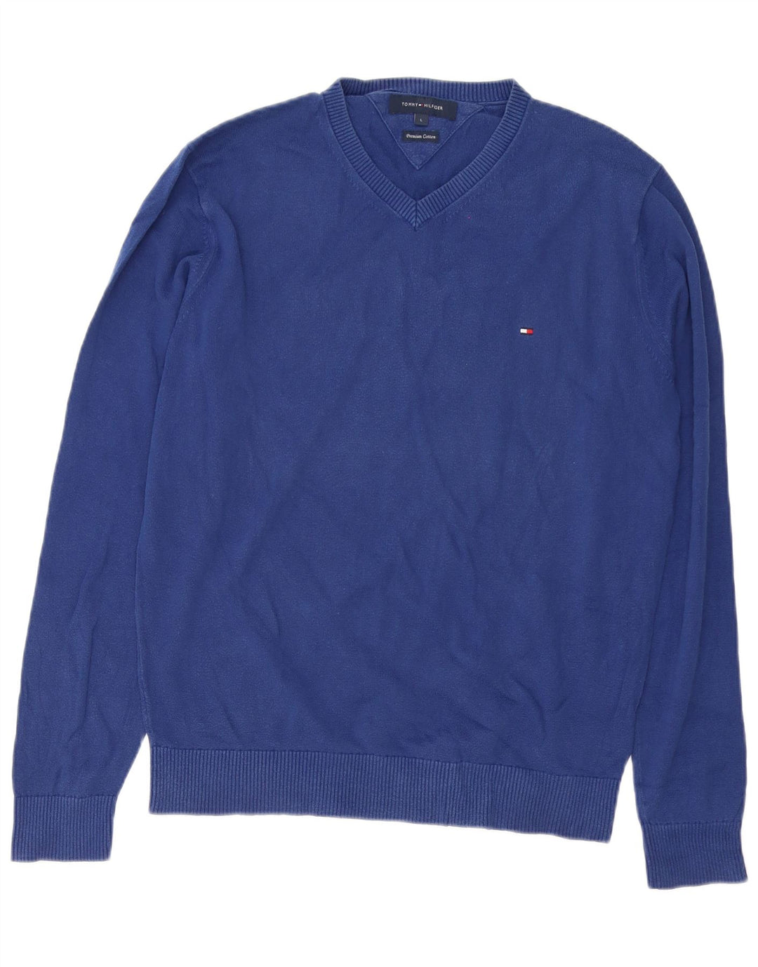 Tommy Hilfiger Herre V-hals sweater Stor Blå Bomuld