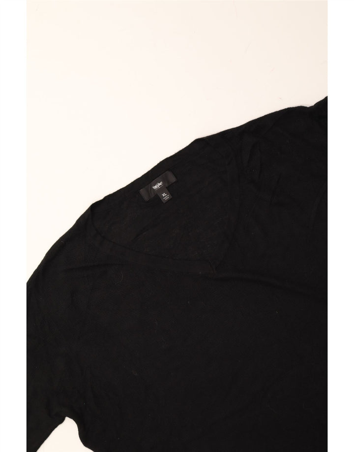 MOSSIMO Womens Oversized V-Neck Jumper Sweater UK 18 XL Black Nylon Vintage Mossimo and Second-Hand Mossimo from Messina Hembry 