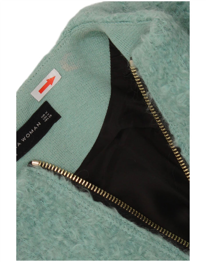 Zara Dame Oversized Overfrakke UK 14 Medium Blue Cotton