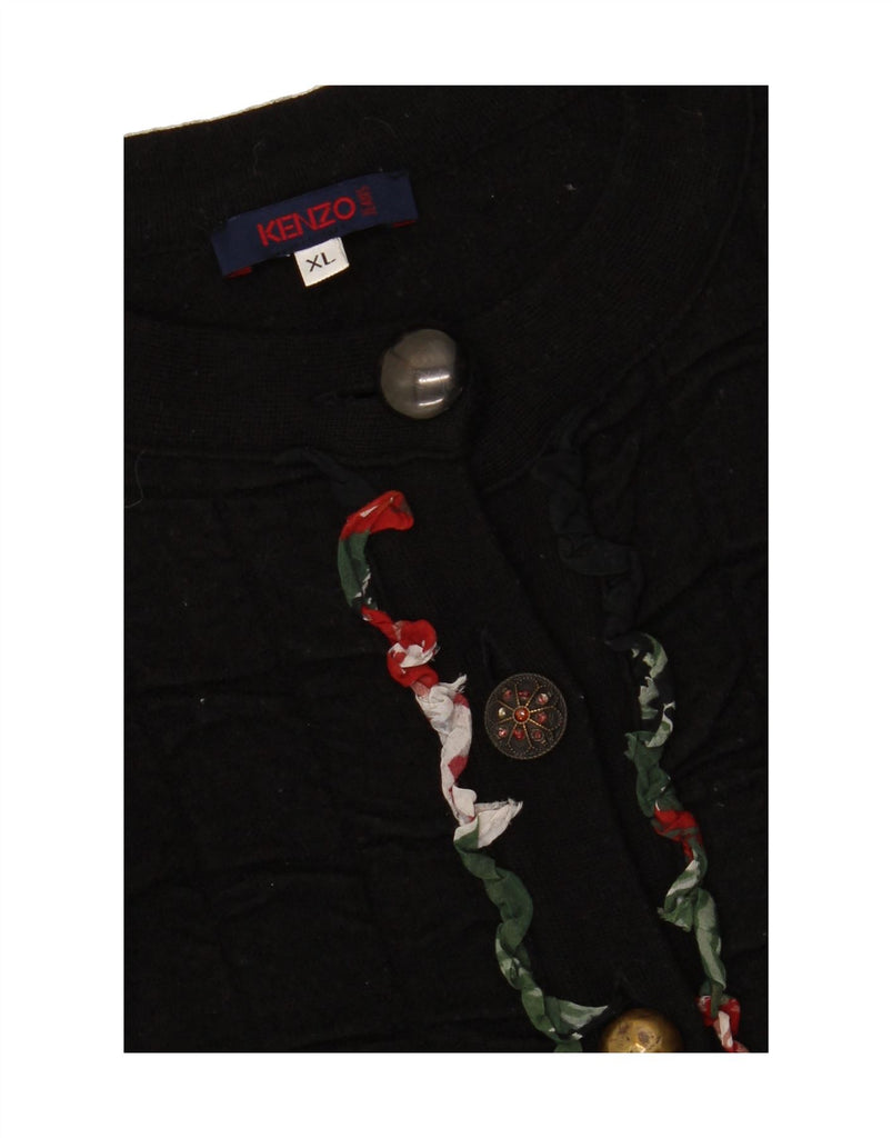 KENZO Girls Crop Cardigan Sweater 12-13 Years XL Black Striped Wool Vintage Kenzo and Second-Hand Kenzo from Messina Hembry 